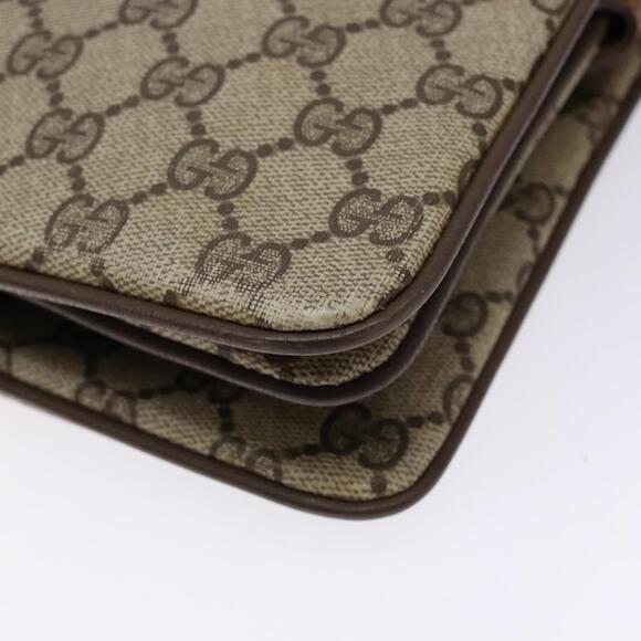 GUCCI GG Supreme Web Sherry Line Shoulder Bag Pvc Beige Gold Red - Picture 12 of 16